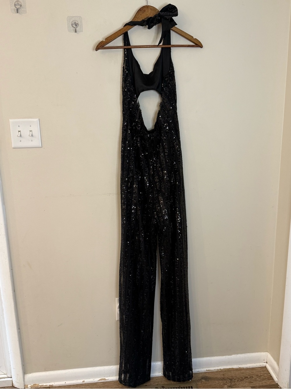 Hello Molly black sequined halter neck jumpsuit U.S. SZ 8
